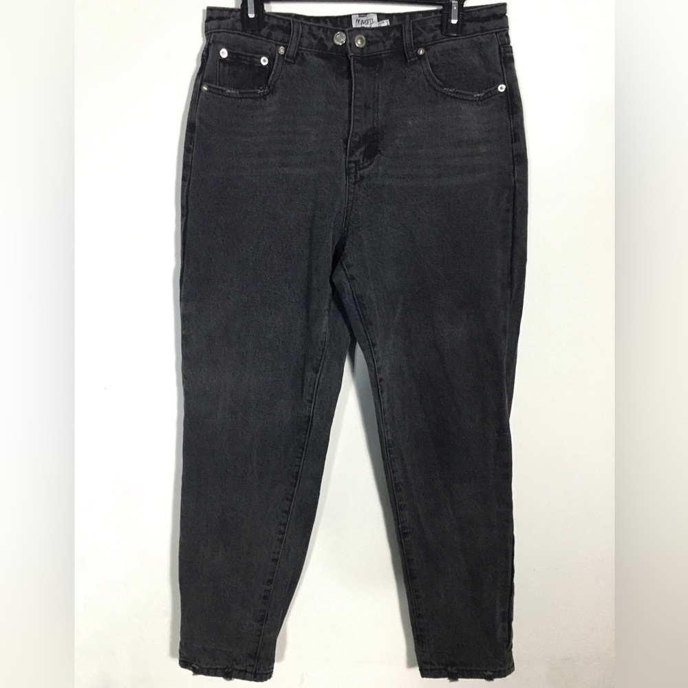Princess Polly Worn Black Distressed 100% Cotton Jeans Size 8